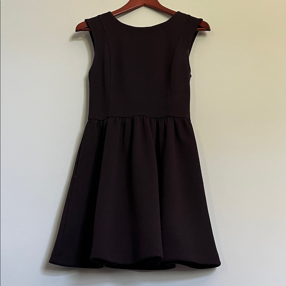 Anthropologie Frenchi Sleeveless Fit and Flare Dress in Black Maroon XS